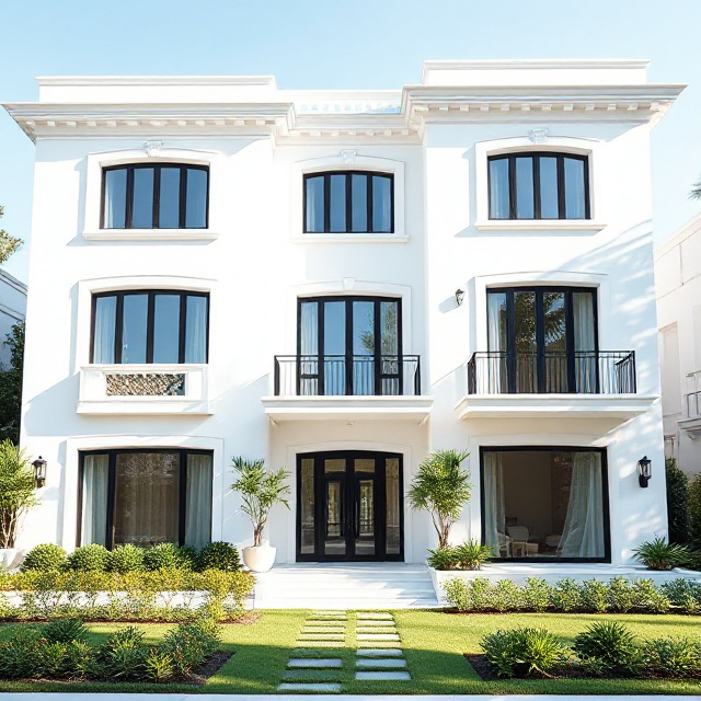 Söve ve korniş detaylı modern villa dış cephesi